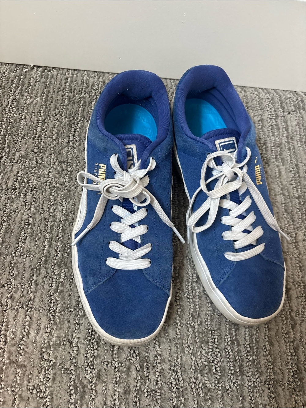 Puma Blue Suede Low-Top Sneakers